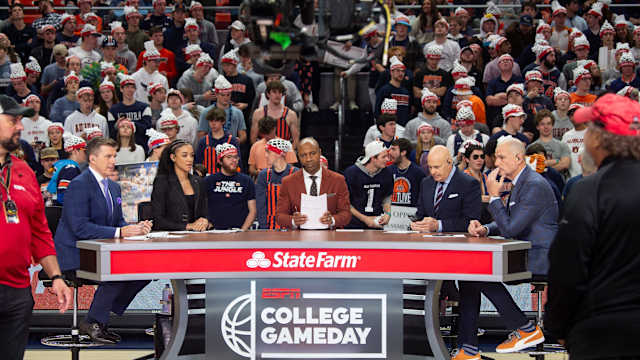 The ESPN College Gameday broadcast before Auburn Tigers take on Kentucky Wildcats at Neville Arena in Auburn, Ala., on Saturday, Feb. 17, 2024.  